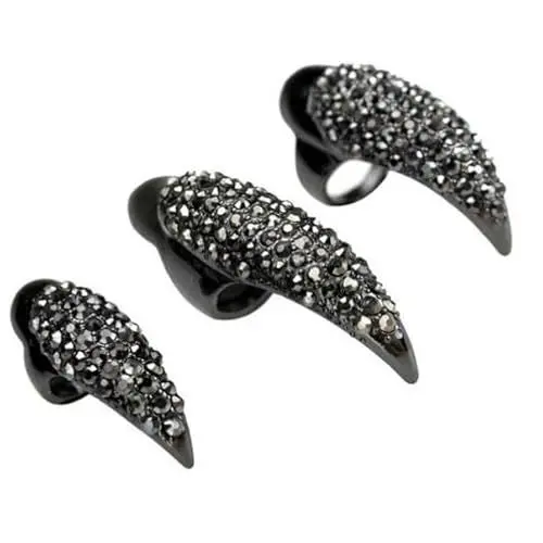 Produktbild: SEWACC 10 Stück Pfotenkrallen-Fingerring Punk-Stil Krallenring Gothic-Fingernagelspitzen-Klauenringe Für Cosplay-Party (3 Größen/Schwarz)