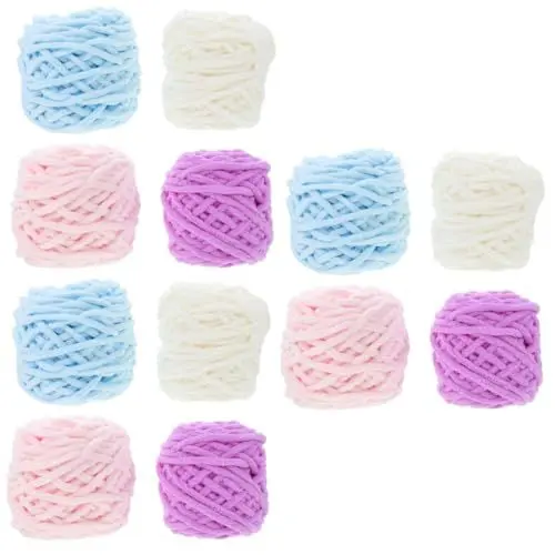 Produktbild: SEWACC 12 Rollen Handarbeitsgarn Grobes Garn DIY Garn Wolle Strickzubehör Scrubby Garn Deckengarn DIY Wollgarn Rotes Garn Pullovergarn Häkelgarn Austauschbares Strickgarn