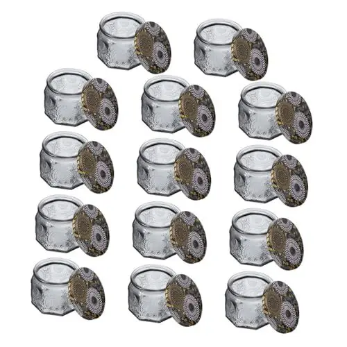 Produktbild: SEWACC 14 Stück Geprägtes Kerzenglas Aufbewahrungsdose Kerzenherstellungsglas Kerzenaufbewahrungsglas DIY Kerzenglas DIY Kerzendose Aufbewahrungsbehälter Kerzenherstellungsdose