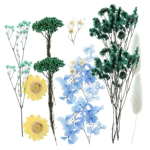 Produktbild: SEWACC 1 Packung Geschenktasche Mini-trockenblumenstrauß Trockenblumen Zum Basteln Lesezeichen Getrocknete Trockenblume Mit Stiel Getrocknete Prägeblume Getrocknete Blumen