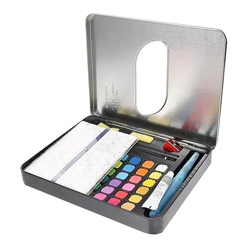 Produktbild: SEWACC 1 Satz Gouache Malutensilien Kunstmalwerkzeuge Aquarell festes Pigment Aquarellzubehör Aquarell-Malwerkzeug Starter-Aquarell-Kit Solides Aquarell-Pigment-Kit hölzern Black