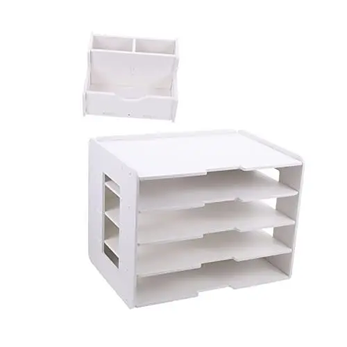 Produktbild: SEWACC 1 Satz mehrschichtiges Regal Desktop-Zeitschriftenregale Desktop-Dokumentenablage schreintischorganizer Schreibtisch Organiser Lagerregal Dokumentenständer Aktenhalter Büroregale