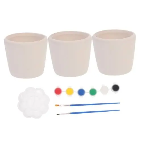 Produktbild: SEWACC 1 Set DIY Kleiner Blumentopf Kinder Malerei Vase Kinder Malerei Material Kinder Farbtöpfe Topf Für Kinder Handmalerei Material Kinder Handmalerei Vase Kinder Vase DIY Material