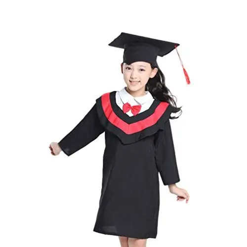 Produktbild: SEWACC 1stück Kinderabschlusskleid Mit Stola Und Quaste Rot Für Schulaufführungen Und Fotoshootings Für Kindergarten Und Grundschulabschlüsse