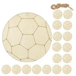 Produktbild: SEWACC 20 Stück Holz-Fußball-Ausschnitte Zum Basteln Unlackiertes Holz Sport-Themen-Ausschnitt Leere Holz-Fußball-Form Holz-Hängescheiben-Ornamente Für Diy-Bastelarbeiten