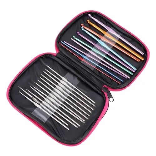Produktbild: SEWACC Häkelnadel-set Aus Metall 22-teiliges Häkel- Und Stricknadel-set Webwerkzeuge Mit Aufbewahrungstasche Aus Leder
