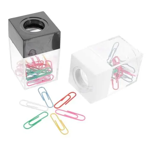 Produktbild: SEWACC 2St Halter für Büroklammern Schwarzer Büroklammerspender Papierklammern mit Zinken büroklammernspender Magnetischer Papierclip-Halter tischdeckenklammern magnetischer Cliphalter pp