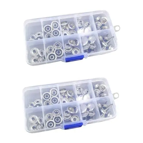 Produktbild: SEWACC 2 Boxen Druckknopf Zelt Druckknopf Zelt Reparaturzubehör Hausboot Reparaturschrauben Reparatur Druckknöpfe Zelt Reparaturschrauben Yacht Reparaturzubehör Rostfreie