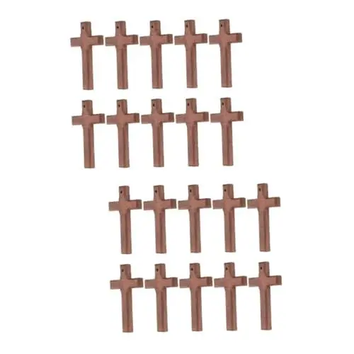 Produktbild: SEWACC 2 Sätze Kreuz Anhänger Kreuz Halskette Kreuz Schmuck Kreuzanhänger Holz Anhänger Für Die Schmuckherstellung Schmuckanhänger Dekoration Kleines Kreuz Diy Liefert Brown 10 Stück * 2