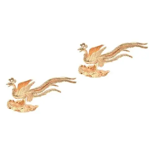 Produktbild: SEWACC 2 Stück Damen DIY Kopfschmuck Phoenix Schmuck Türkis Halskette Phoenix Feng Shui DIY Phoenix Haarschmuck Gold Haarschmuck Dekorationen Anhänger Lichtschirm Glocke Leinen Golden