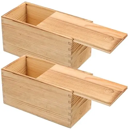Produktbild: SEWACC 2 Stück Unfertige Holzkiste Mit Schiebedeckel Leere Holzkiste Schmuckschatulle Behälter Für Kunsthandwerk Hobbys Nähandenken