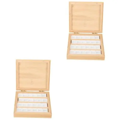Produktbild: SEWACC 2 Teilige Box Für Kinder Pigmenthalter Magnetische Aquarellnäpfchen Leere Aquarell Halbnäpfchen Malerei Farbmischplatte Schwarze Sprühfarbe Mischen Von Aquarellfarben Reise