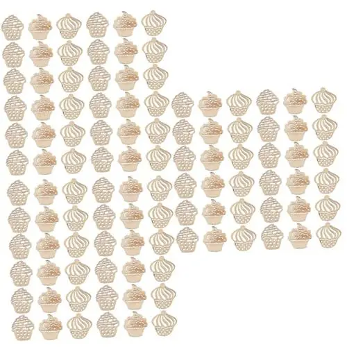 Produktbild: SEWACC 300 Stk Bastelmaterial aus Holz Cupcake-Becher Ausschnitte -Hängeschild Spielzeugkuchen ice cream mold weihnchtsdeko dekoring hölzerne Verzierungen Kuchen Holzscheibe