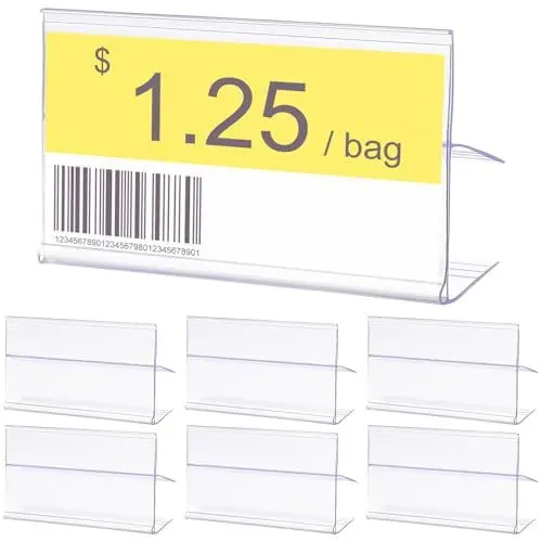 Produktbild: SEWACC 30 Stück Regaletikettenhalter Transparenter Preisschildhalter Clip-On-Preisanzeigehalter Mit Einsätzen Passend Für Supermarkt-Einzelhandelsgeschäft-Büroregale
