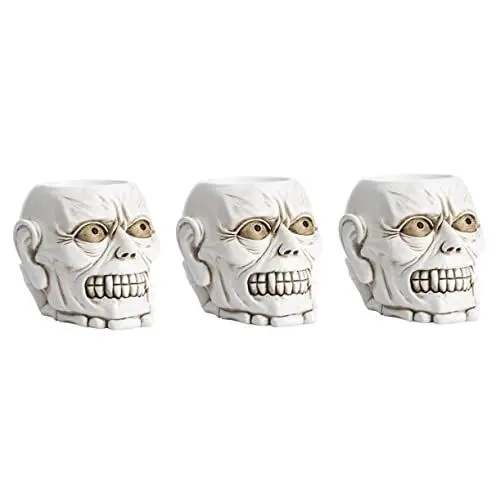Produktbild: SEWACC 3St Guitou-Aufbewahrung srohr gruselige Dekoration Stift-Organizer Desktop-Schmuck schreibtisch dekoration Schädel Stifthalter Halloween-Dekoration Halloween-Party- Harz Beige