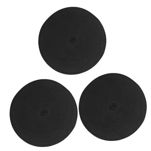 Produktbild: SEWACC 3 Rollen Gürtel mit Fischgrätmuster Baumwollband Quastenvorhang Schleife bastelmaterial bastel materialien geschenkband für Haushaltskleidung für Kleidung Baumwolle Black