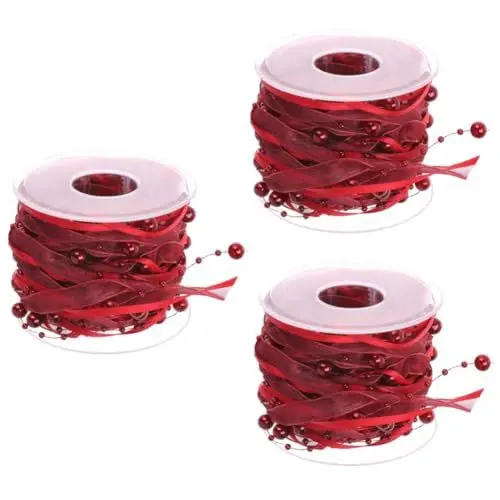 Produktbild: SEWACC 3 Rollen Hochzeitsband Blumenstraußbänder Für Paket Geschenkband Dekoratives Perlenband Piyester Gurtbänder Für Party