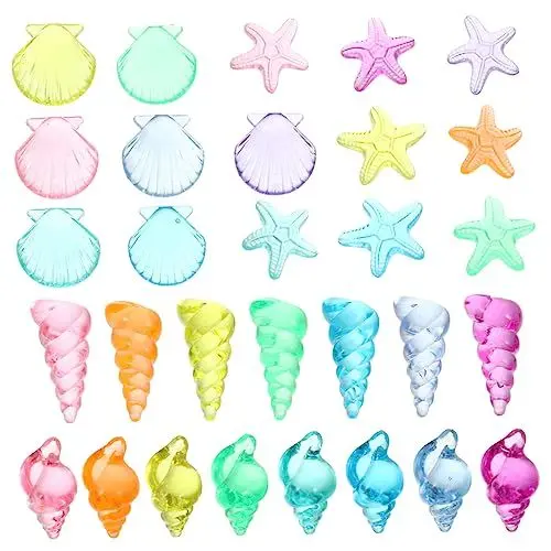 Produktbild: SEWACC 3 Sets Acryl Material Armband Charms Anhänger Für Halsketten Strandmuschel Kinderspielzeug Schlüsselanhänger Charms DIY Acryl Dekorationsmaterialien Handgefertigte Acryl