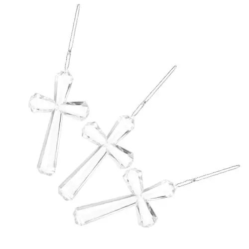 Produktbild: SEWACC Ostern Hängen Kreuz Decor Acryl Kreuz Ornamente Hängen Seil Für Ostern Baum Dekoration