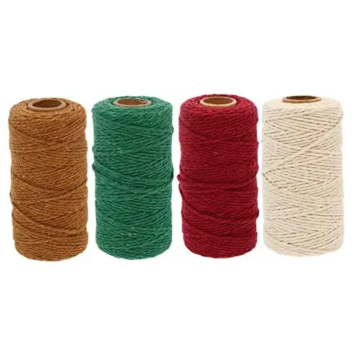 Produktbild: SEWACC Makramee-schnüre Aus Natürlicher Baumwolle 4 Rollen 2 Mm Makramee-seile Für Bastelsets Wanddekoration Geschenkverpackung