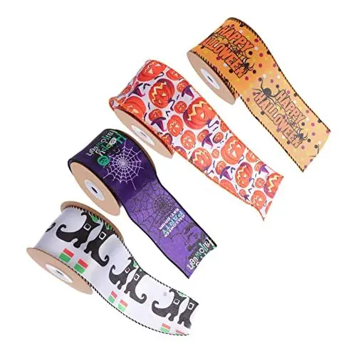 Produktbild: SEWACC 4 Stück Halloween-Band Stiefel Halloween Polyesterband Halloween-Ripsband DIY Halloween-handwerksverpackung Halloween-bögen Zum Basteln Haare Geschenke Vetternwirtschaft Spitze