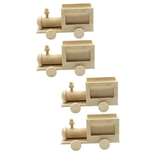 Produktbild: SEWACC 4 Stück Hölzerner Stifthalter Tischzubehör Spielzeugautos Für Kinder Schreibtischspielzeug Kinderspielzeug Modelliermasse Für Kinder Auto Für Kinder Zug Stifthalter