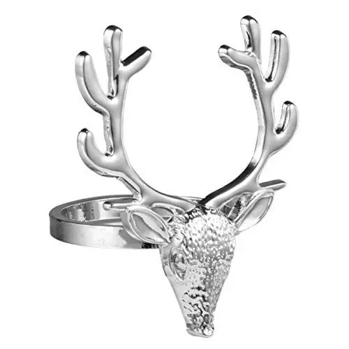 Produktbild: SEWACC 4 Stück Weihnachten Rentier Servietten Ringes, Weihnachten Hirschkopf Serviette Schnalle Rentier Serviettenschnalle für Weihnachten Tisch Hochzeit Urlaub Abendessen