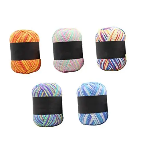 Produktbild: SEWACC Handstrickgarn-Set 5 Rollen Häkelgarn Aus Baumwolle in Weichen Warmen Farben Für Kleidung Dekorative Projekte