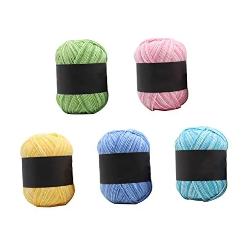 Produktbild: SEWACC 5 Rollen Handstrickgarn Babygarn färben Häkelgarn Baumwollgarn Häkelfäden Baumwollgarn zum Stricken Kaschmirgarn Wollfaden Regenbogen-Häkelgarn voluminöses Garn Baumwollgarn häkeln