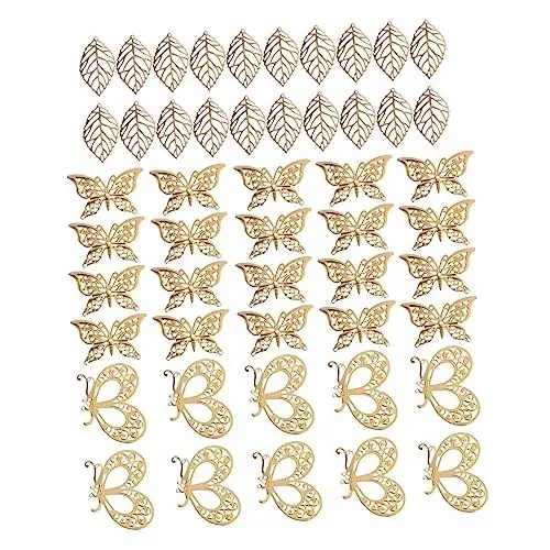 Produktbild: SEWACC 60St Haarnadelblech Anhänger für Halsketten Blätter Schmuckherstellung Perlen Goldanhänger Reize haarklammer set haarspangen set DIY Anhänger DIY Eisen Charms Material Golden