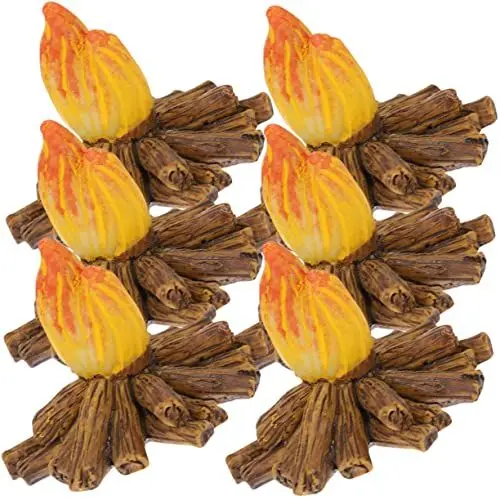Produktbild: SEWACC 6st Harz Feuer Gefälschtes Kaminfeuer Miniatur-lagerfeuerfigur Lagerfeuerspielzeug Gefälschte Flammen Miniaturgarten Figuren Dekor Puppenmöbel Im Maßstab 1:6 Miniatur-feuermodell