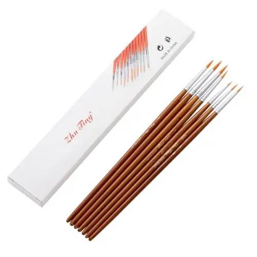 Produktbild: SEWACC 7st Strichzeichnungsstift Aquarell-pinselstifte Mikro Miniaturmalerei Detail-lackstift Maniküre-malstift Nailart-Pinsel-punktierstift Nagelsets Aquarellpinsel Miniaturfarbe Hölzern