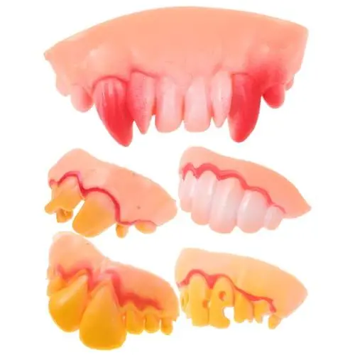 Produktbild: SEWACC Gefälschte Zähne 5Pcs Lustige Verrückte Künstliche Zähne Hässliche Falsche Halloween- Zähne Knebelzähne Knorrige Zähne Halloween Kostümparty Gefälligkeiten für Halloween- Party