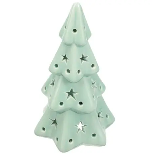 Produktbild: SEWACC Keramik Weihnachtsbaum Stern Ornamente Kerzenhalter Mini Tannenbaum Teelichthalter Kleiner Christbaum Porzellan Figuren Weihnachtsdeko Baum Weihnachten Tischdeko Winter Deko