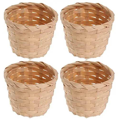 Produktbild: SEWACC Mini-Geflechtkorb 10 Stück 9X7. 5 Cm Holzgeflochtene Korbfiguren Kleine Blumenkörbe Tragbare Aufbewahrungskörbe Für Zu Hause