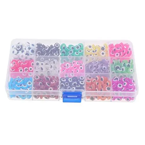 Produktbild: SEWACC 1 Box Augenperlen Kinderperlen Kinderperlen Augenmuster Perlen Perlenanhänger DIY Perlen Lose Perlen Halskette Perlen Armbandperlen Bunte Perlen Schmuckherstellung