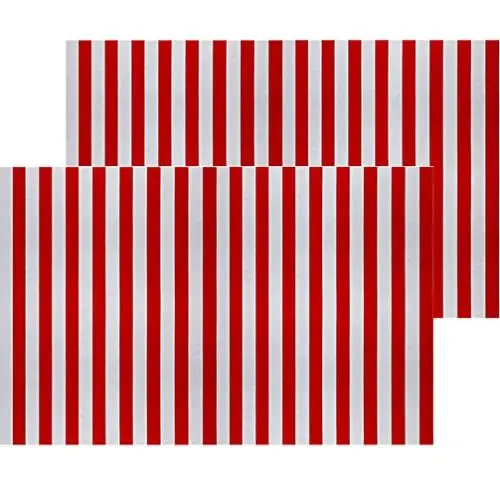 Produktbild: SEWACC Tischdecke 2 Stück Rot-Weiß Gestreifte Tischdecke Kunststoffstreifen Rechteckige Für Karneval Zirkus Urlaub Party Picknick Dekoration Dekoration