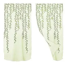 Produktbild: IMIKEYA Sheer Voile Vorhang Transparente Gardine aus Voile 1 Set Grün Vorhänge Transparent Fensterschal Wohnzimmer Schlafzimmer Voile Vorhang mit Grüne Blätter, 100x270 cm