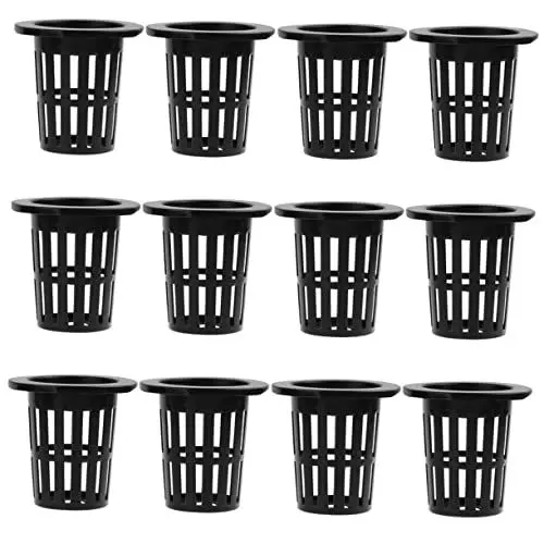 Produktbild: SEWOART 100 Stk Pflanzkorb Pflanzennetz Körbe Für Hydroponisches Pflanzenwachstum Hydroponisches Anbausystem Pflanzenkeimnetzbecher Netzbecher Töpfe Körbchen Aus Mesh-netz Black Plastik