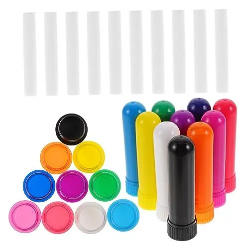 Produktbild: SEWOART 10st Bunte Aromatherapie-Flasche Aus Kunststoff Für Ätherische Öle Leere Naseninhalatorschläuche Ölinhalator Nasenspray Inhalationsschläuche Plastik Duft Docht