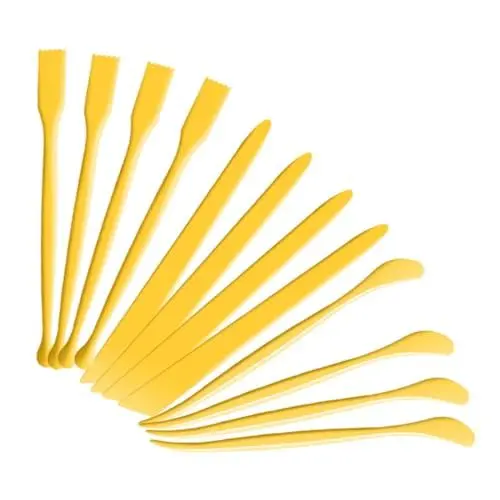 Produktbild: SEWOART 12st Tonschneider Modellierset Aus Ton Lehmschaber Stift Tonwerkzeuge Tonpunktierwerkzeuge Keramik-skulptur-werkzeug Tonglasur Für Lufttrocknenden Ton Tonschaber Yellow Plastik