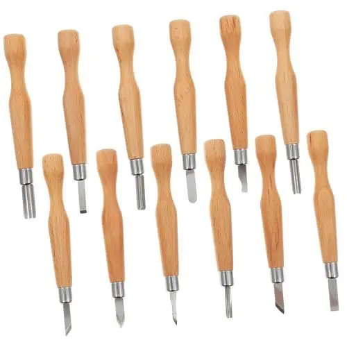 Produktbild: SEWOART 12-teiliges Set – Handgravurwerkzeuge Für Holz – Handwerkzeug-set – Holzgriffe & Edelstahl