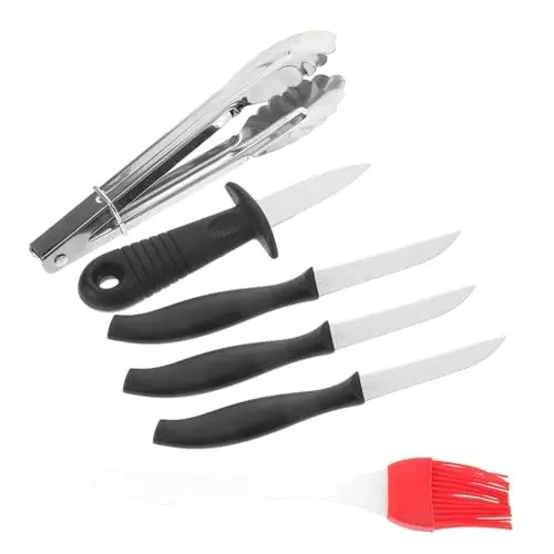 Produktbild: SEWOART Grillwerkzeug-Set 6-teilig Robustes Grillutensilien-Set für Grillen Im Freien Grillzubehör Ohne Griff und Hitzebeständige Bürste
