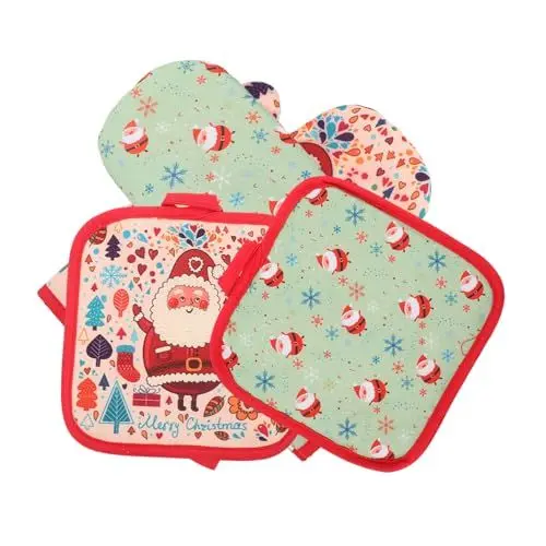 Produktbild: SEWOART Ofenhandschuhe 2 Sets Weihnachts-ofenhandschuhe-Set Küchenhelfer Zum Kochen Backen Servieren