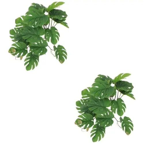 Produktbild: SEWOART 2st Saugnäpfe Zum Aufhängen Von Pflanzen Gefälschter Pflanzenanhänger Zubehör Für Den Lebensraum Von Schildkröten Mit Haube Terrarienblätter Pflanze Für Reptilienterrarium Plastik