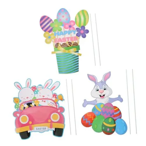 Produktbild: SEWOART 3St Osterkarte Osterdekoration für den Garten Eier Rasen Zeichen Embleme Ornament Hofzeichen für Ostern Yard Zeichen Dekor Hase Requisiten Schilderhaufen schmücken