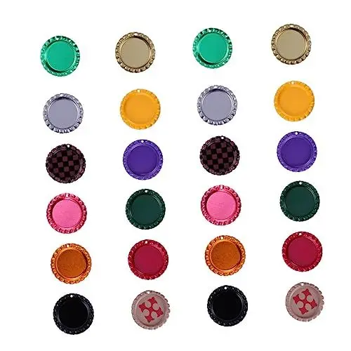 Produktbild: SEWOART 48 Stück Bodenstütze Für Flaschendeckel Stanz Lünettenanhänger Flacher Flaschendeckel Craft Bier Flaschendeckel Bierdeckel Schmuck Flaschendeckel Anhänger Flaschendeckel
