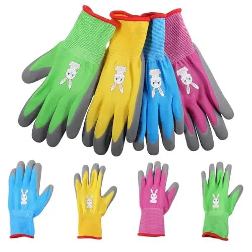 Produktbild: SEWOART Pflanzhandschuhe Für Kinder – 4 Paar Stech- Komfort- Und Dekorationshandschuhe Für Gartenarbeit Und Unkrautjäten