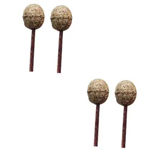 Produktbild: SEWOART 4 Stück Katzenspielzeug katzenpflege Katzen Pflege Katzenminze-Holzspielzeug Catnip Toy Katzen zahnpflege Katzenrad Katzenwand Katzenminze Lutscher Katzenminzball Hölzern Brown