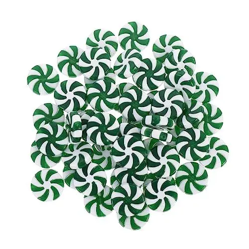 Produktbild: SEWOART 50 Pcs Weihnachten Lösen Perlen Runde Weihnachten Dekorative Perlen Grün Weiß Für Handwerk Dekorative